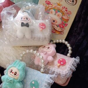 Cute Plush Animal Kids Handbag - Pink, Blue, White